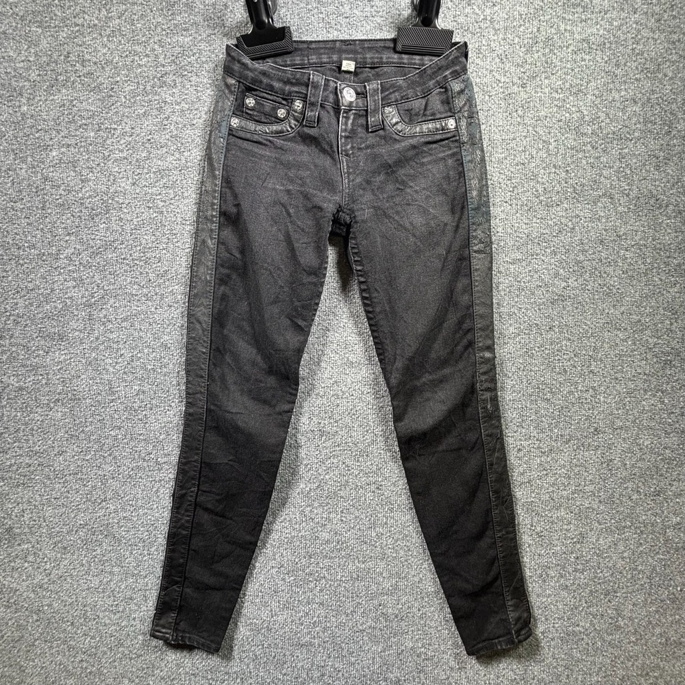 True Religion Skinny Jeans Women's 26x30 Black Cotton Denim Workwear Stretch